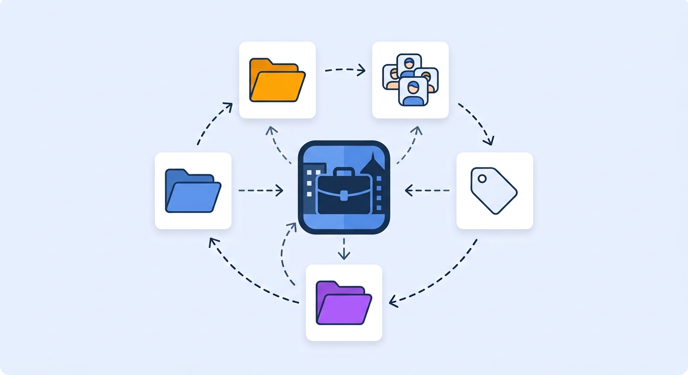 One agency account branching into separate client teams, each with their own analytics, QR codes, and routing